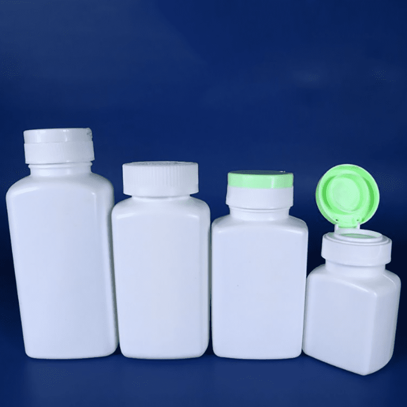 RO-HSB10 Square-shaped flip-top health supplement bottle